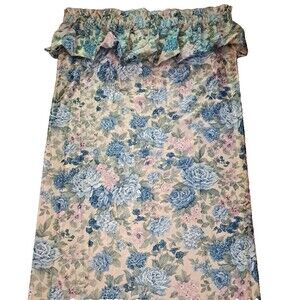 Vintage Roses Shower Curtain Balloon Valance Floral Damask Satiny Cottage